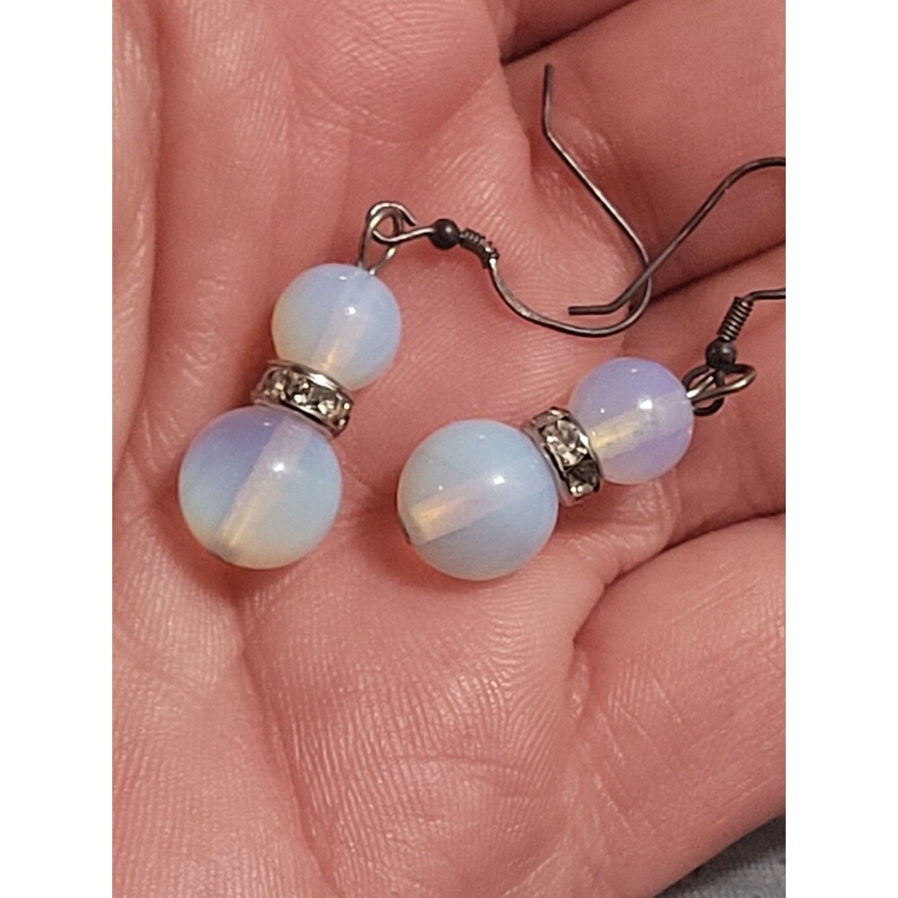 Opalite Dangle Earrings Changes Color Depending On Light Reflection 925 Hooks